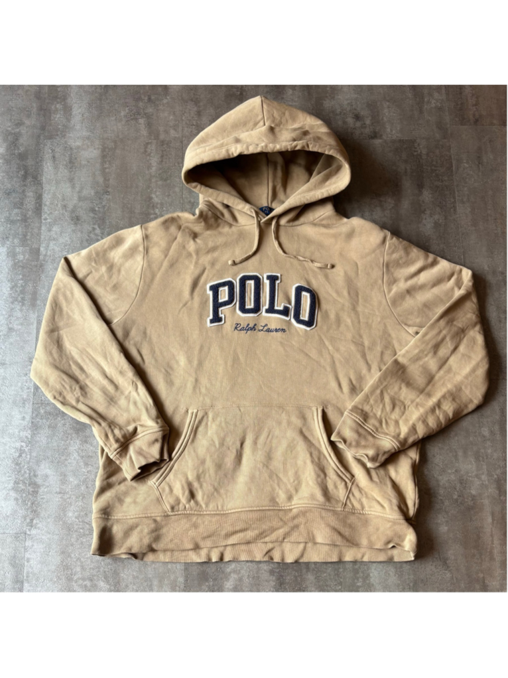 Polo Ralph Lauren Fleece Logo Hoodie Mens XXL Beige